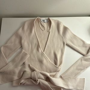 Zara cream wrap sweater
